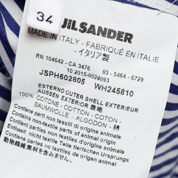 Jil Sander Aghata Dark Blue Cotton Striped Drape Blouse - Picture 10 of 11